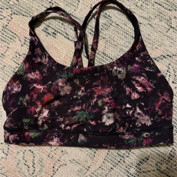 Lululemon Energy Bra Floral Illusion Antique White Multi Size 10 - Picture 7 of 8